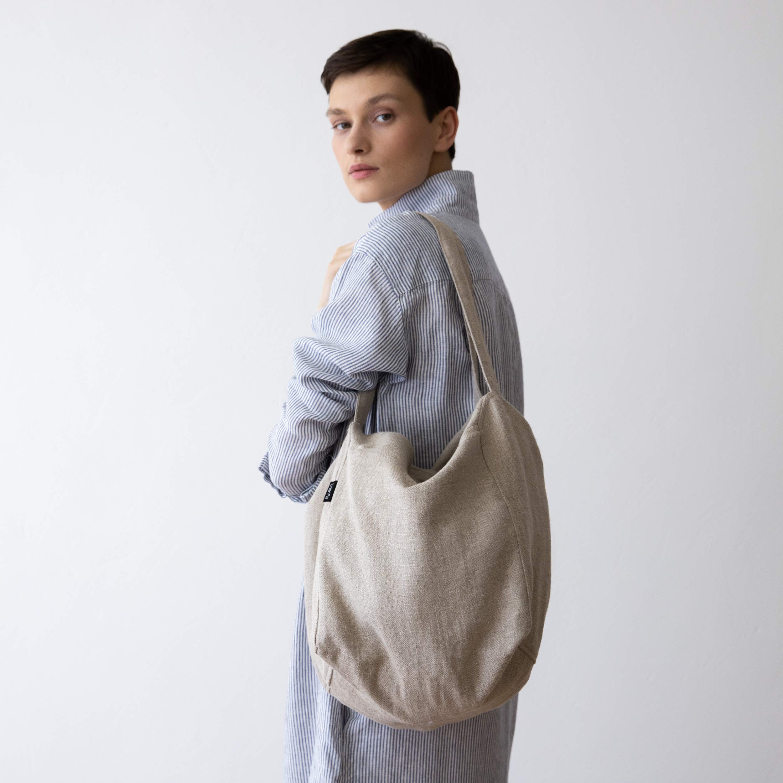LinenMe Strandtasche Natur Leinen Lara