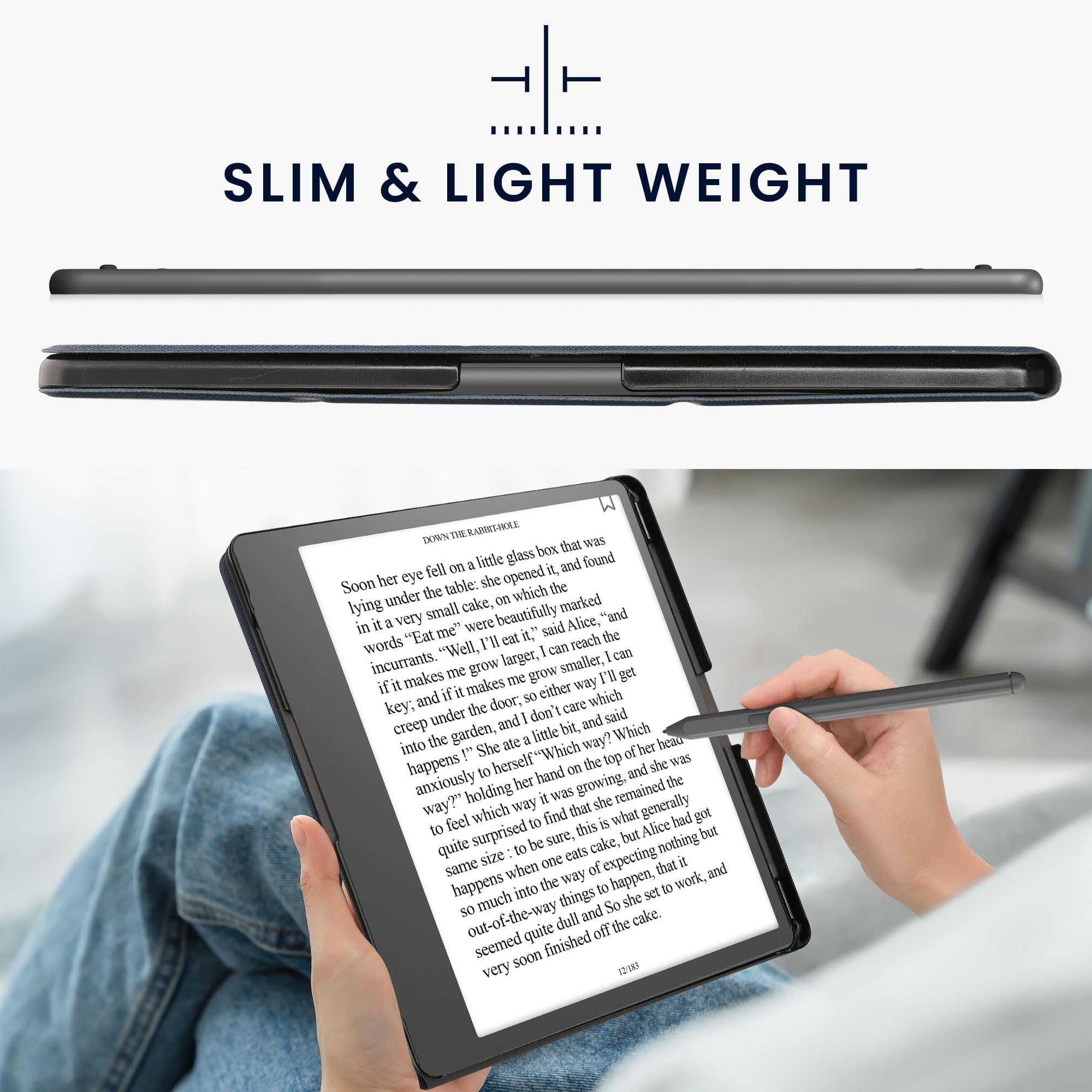 kwmobile Etui ochronne do czytnika e-booków kompatybilne z Amazon Kindle Scribe (2022/2024) - etui ze sztucznej skóry do czytnika e-booków z podwójnym stojakiem i uchwytem na długopis w kolorze