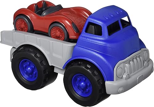 Green Toys Coche de cama plana y carrera, CB - Juego de simulación, habilidades motoras, vehículos de juguete para niños. Sin BPA, ftalatos, PVC.
