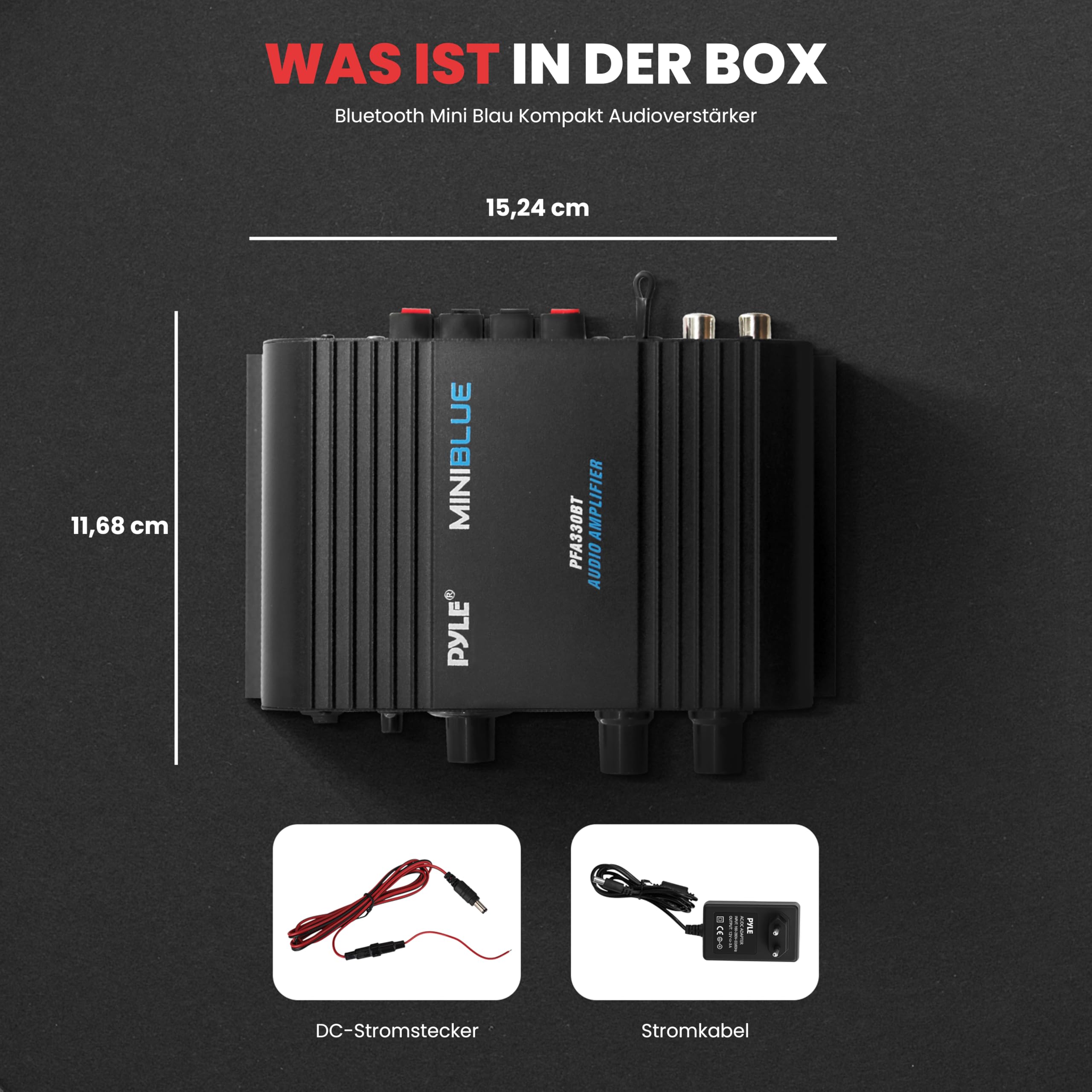 Pyle Mini Bluetooth Stereo Verstärker, 90W Audio Receiver mit 3 Eingänge, 2 Kanal, EQ Controls für das Heimkino