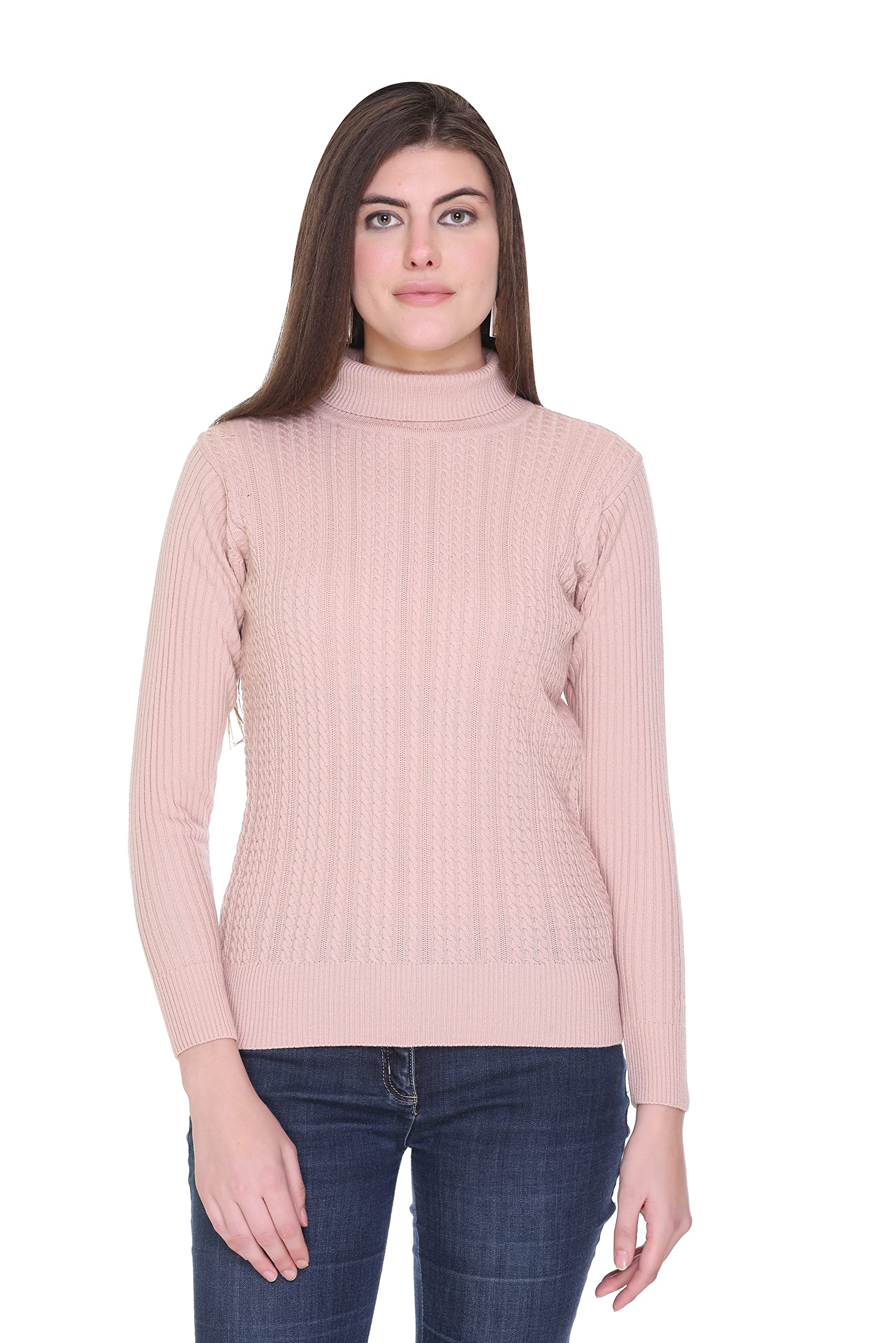 Women's High Neck Knitted Woolen Sweater