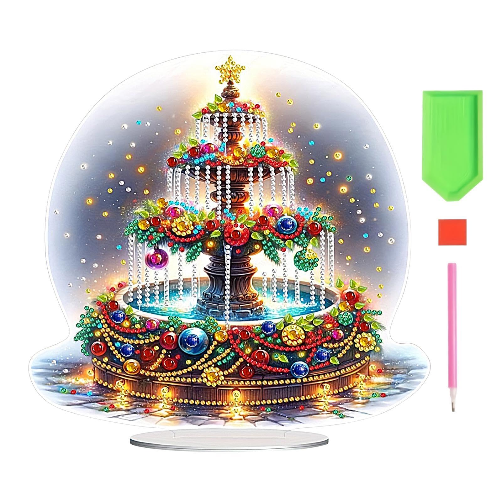 Genérico Kit de pintura artística con gemas de mesa, de mesa con gemas | Pintura artística con gemas de con tema navideño - de escritorio, artesanía de mosaico para la sala de estar del hoga