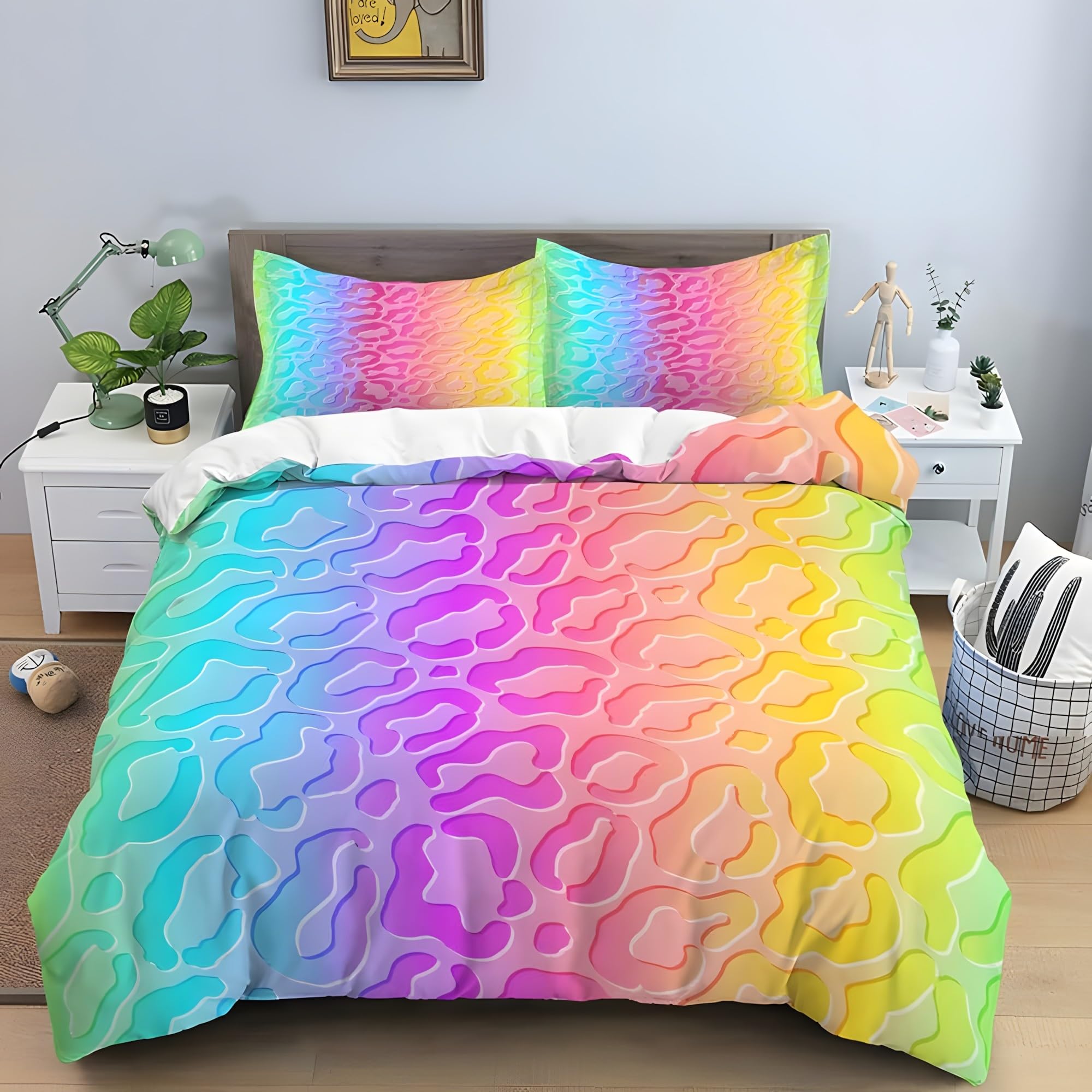 Housse de couette 140x200 enfant léopard dégradé pour lit doux