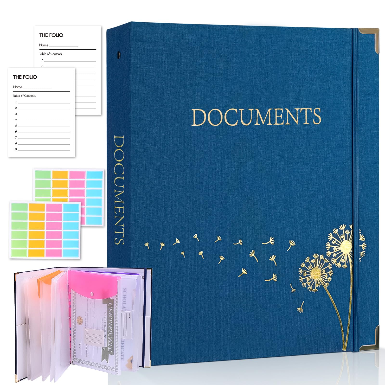 XKDOUS Important Document Organizer 3 Ring Linen Binders Folio File Folders
