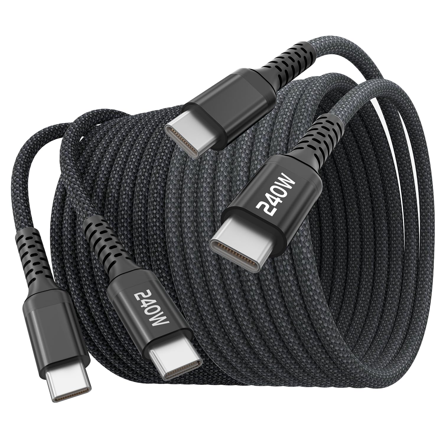 QQLIKE USB C Cable 6ft 2-Pack 240W USB C to C Fast Charging C Charger Cord Braided Type