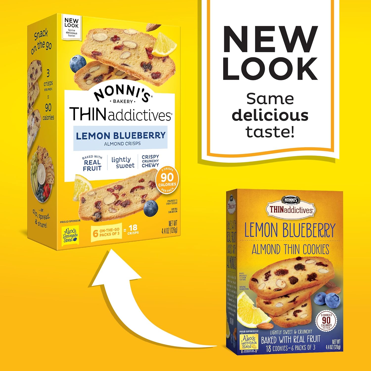 Nonni's THINaddictives Almond Thin Cookies - 6 Boxes Lemon Blueberry Cookie Thins - Almond Cookies - Sweet Crunchy & Chewy - Biscotti Individually Wrapped Cookies - Kosher Coffee Cookies - 4.4 oz
