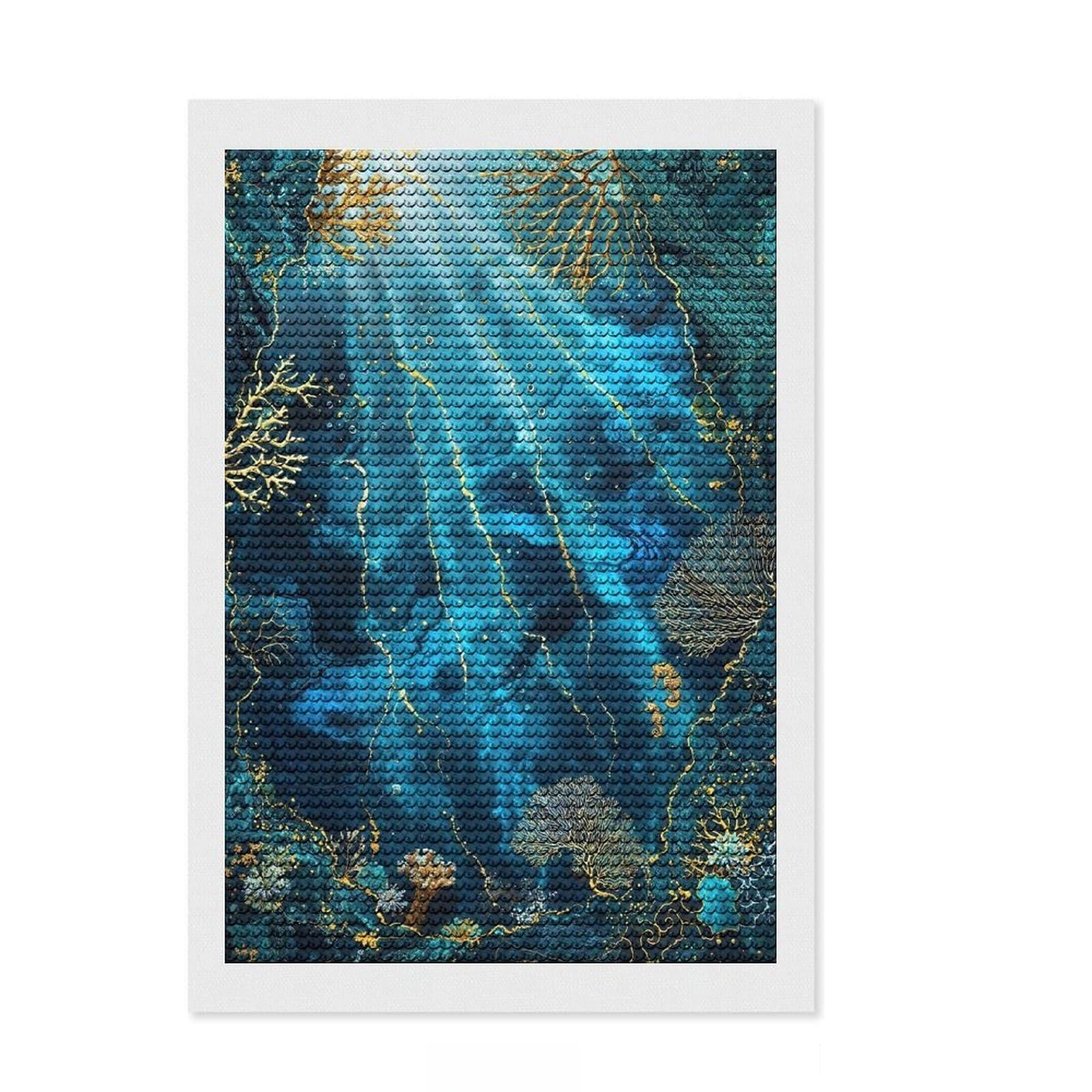 Junmoney Kintsugi Coral Dreams Diamond Art Canvas 8"x12", for Beginners, Easy to Enjoy, Cosy Home Accent, Christmas Gift, Enjoyable At-Home Hobby