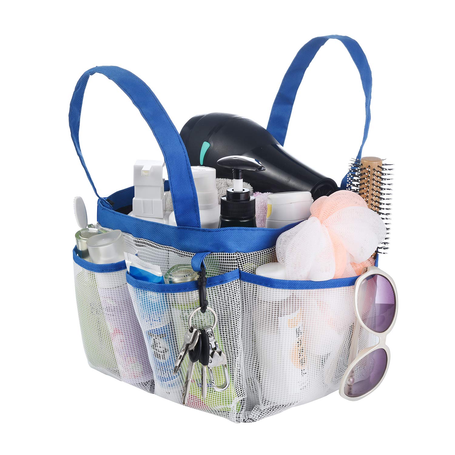 Haundry Mesh Shower Caddy Tote Large College Dorm Bathroom Caddy Organizer with Key Hook and 2 Oxford Handles