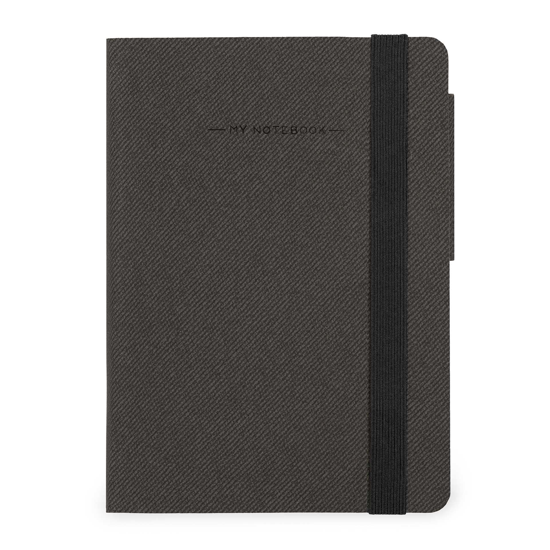 Legami - My Notebook, Deep Graphite, Small, FSC Certified Paper, 192 Pages, Softcover, Elastic Closure, 9.5 x 13.5 cm