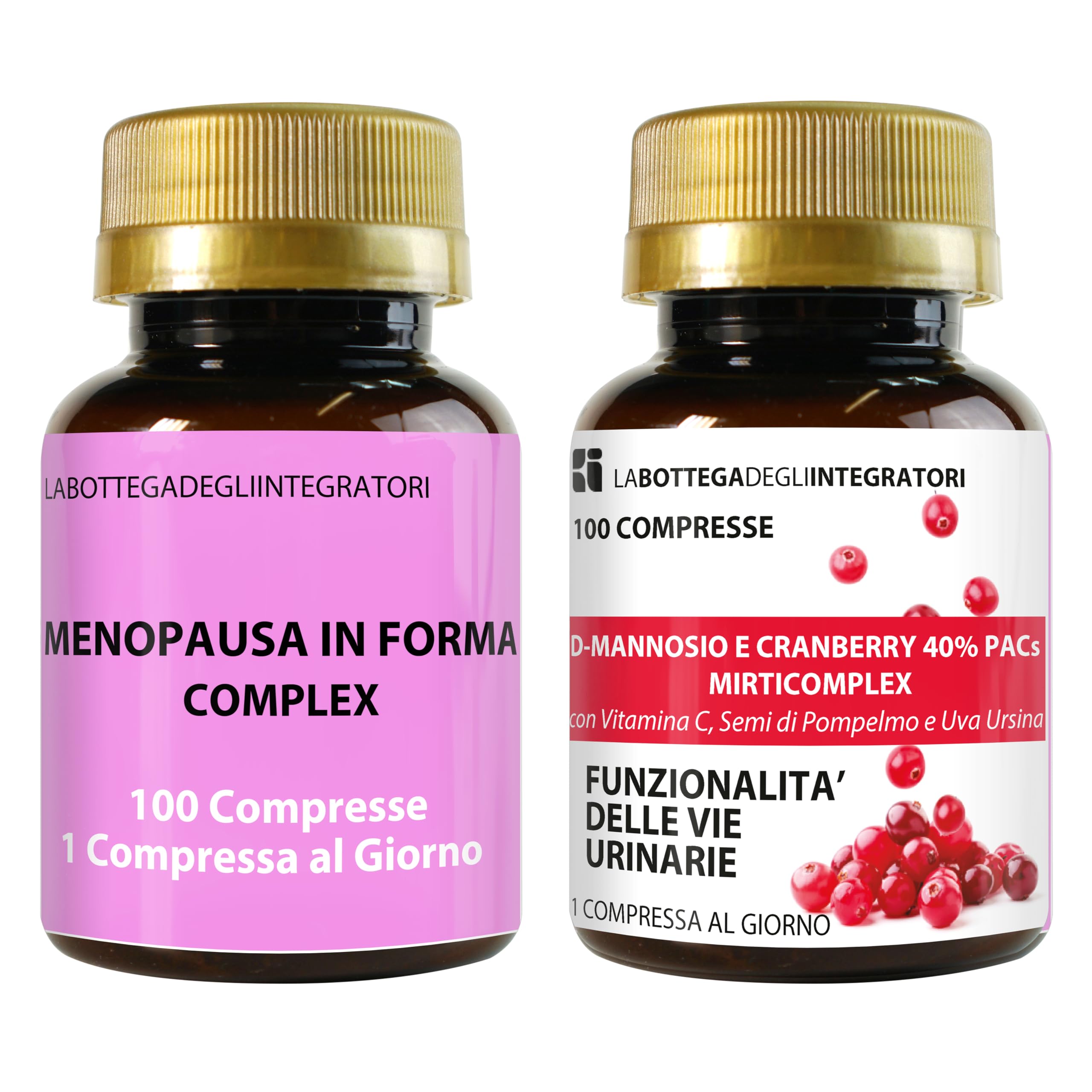 Set di Integratori Menopausa 100 Compresse e Mannosio Complex 100 | Kudzu e Trifoglio Rosso Ricchi in Isoflavoni | Metabolismo, Peso, Rilassamento, Vampate | Sistema Immunitario