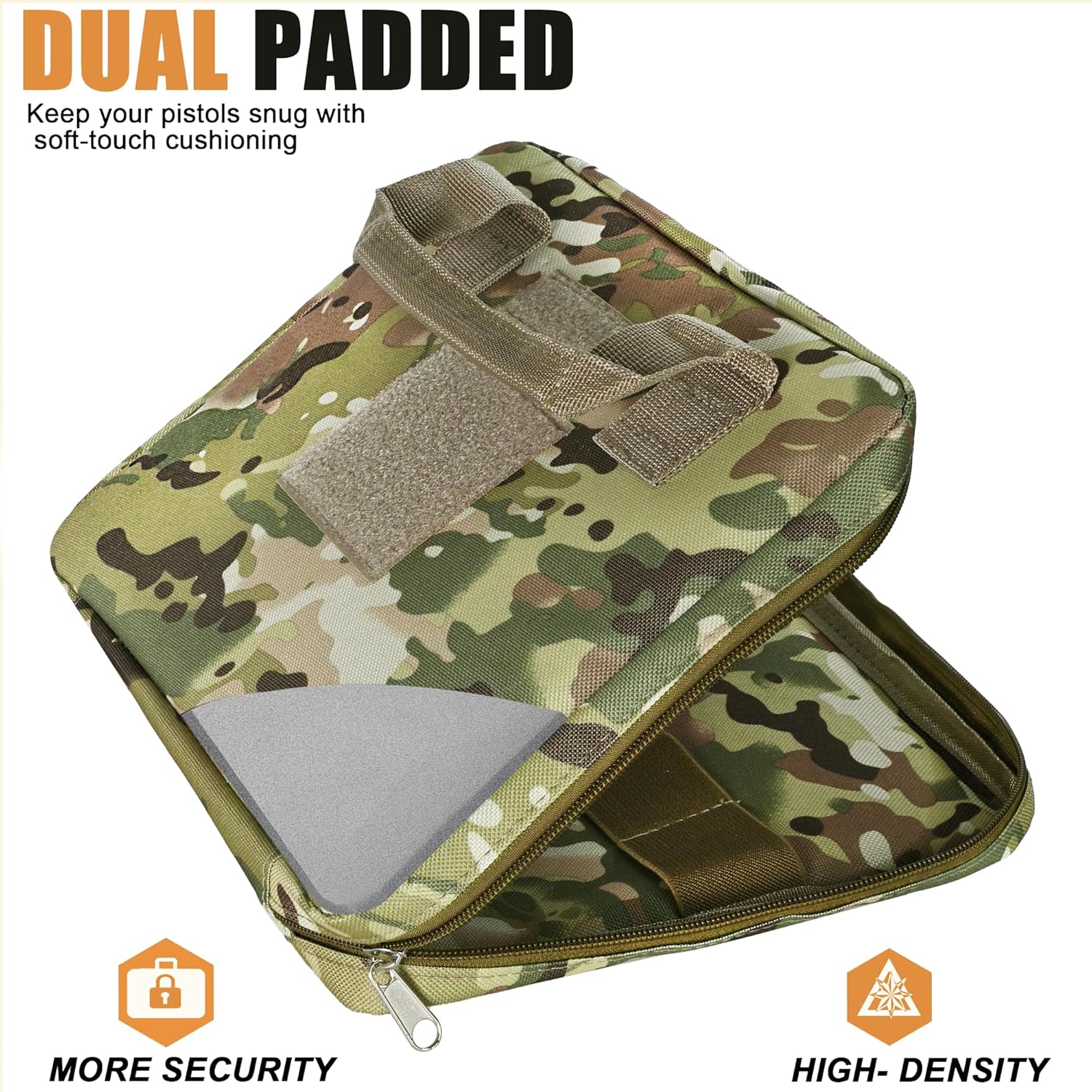 Tactical Soft Pistol Case, Hand Gun Case with Elastic Loops, Dual Padded Pistol Bags for Gun Carrying Storage Bag