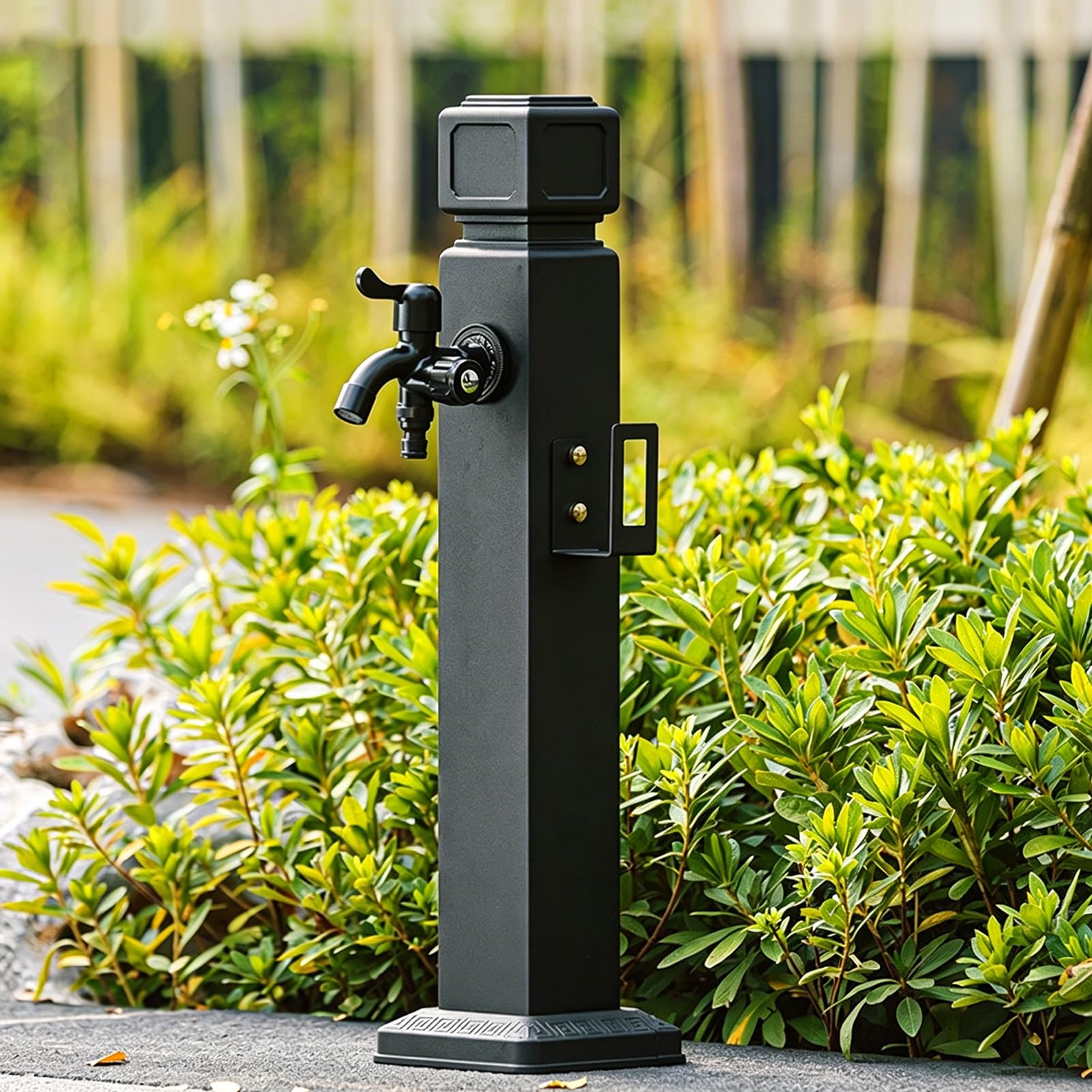 Outdoor Freestanding Garden Water Tap, 304 Stainless Steel Faucet Column with Handheld Spray Gun, Vertical Yard Hydrant for Irrigation and Cleaning(B,Height: 80cm/31.5in)