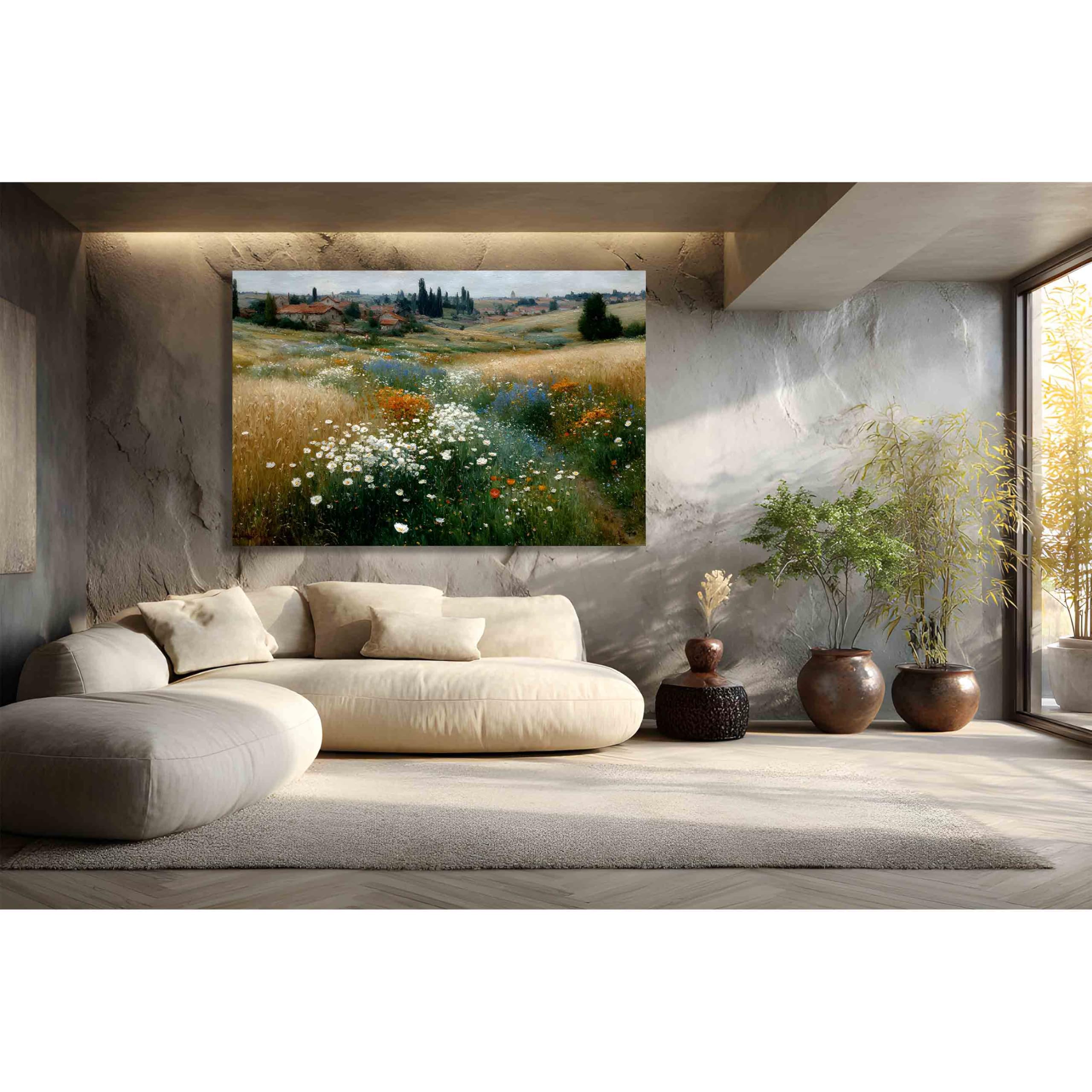 Kunstbruder Abstrakte Wandbilder in XXL formaten, Kunstdruck, Vintage (Acker im Frühherbst, 60x80 cm) Wanddeko für Wohnzimmer & Esszimmer