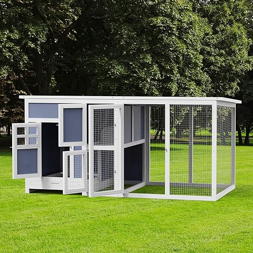 Miniatura 2 de Tangkula Gallinero de madera de 63 pulgadas, gallinero con caja de descanso, lugar de anidación y pasarela, jaula para aves de corral con bandeja