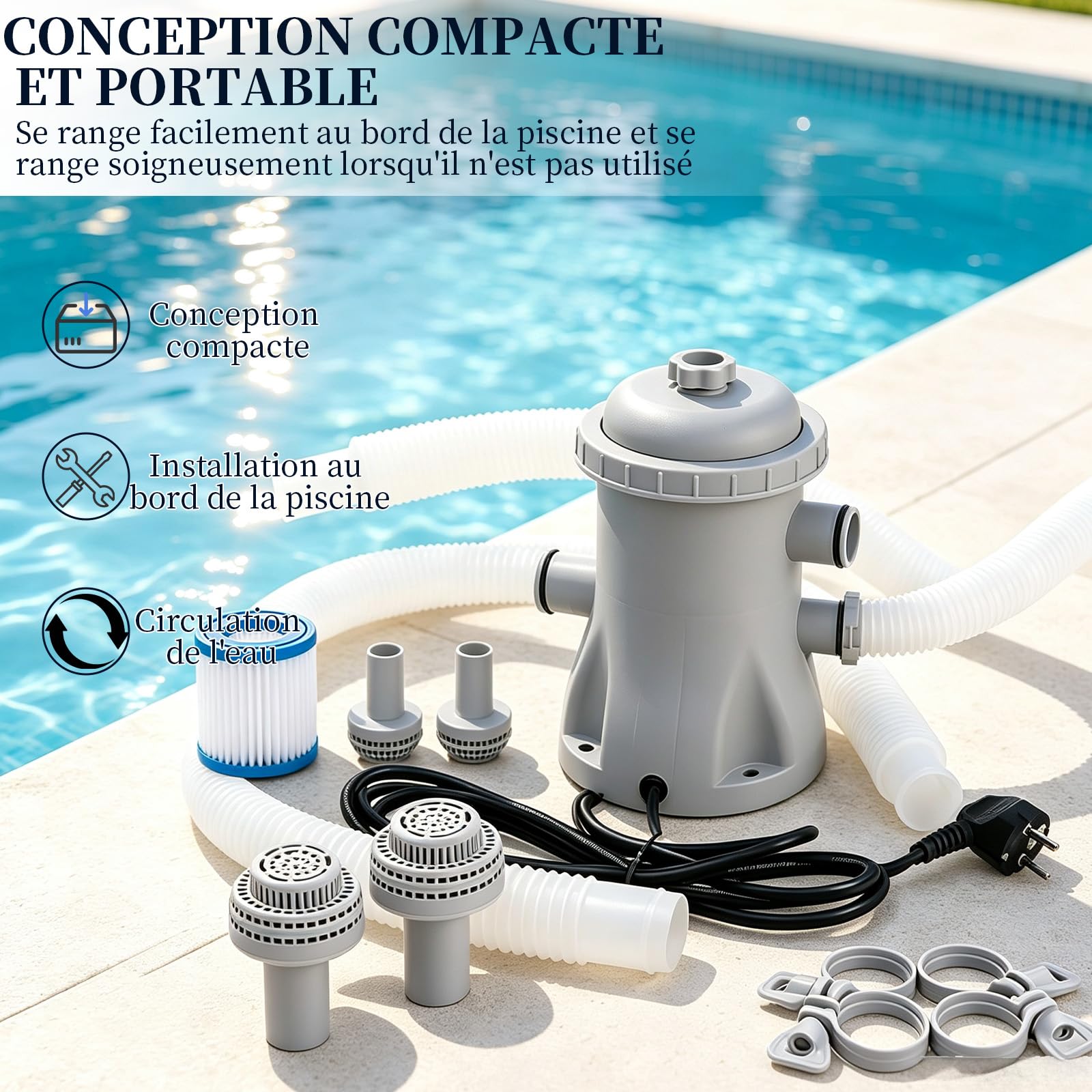 Pompe Piscine, Pompe Filtration Piscine Hors Sol 330 GPH