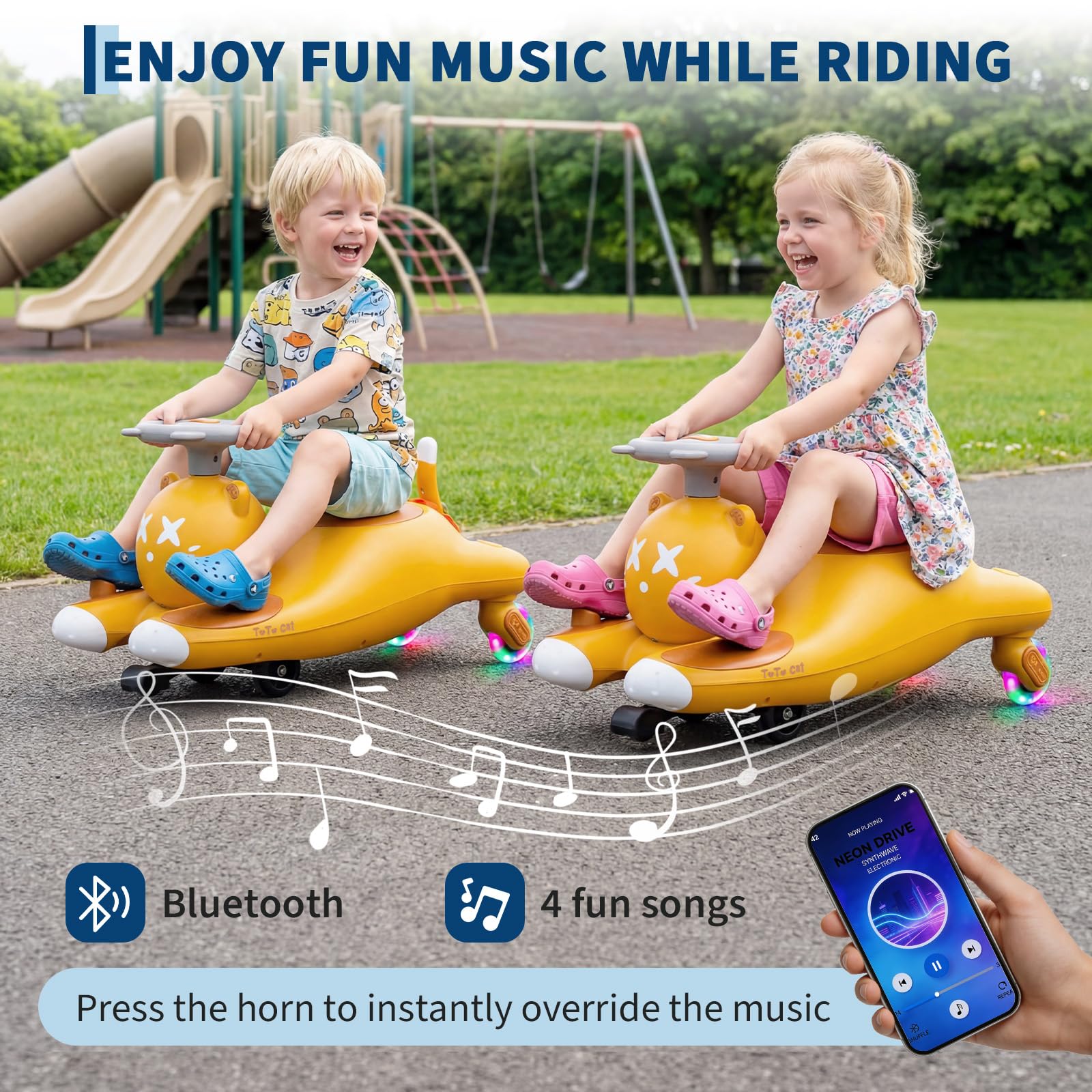 Voiture Électrique Enfants, 2 en 1 Voiture électrique Enfant, Anti-Bascule,6V Batterie, 2 Vitesses, Bluetooth, Roues Clignotantes, Chargeur USB, Ergonomique, Cadeau Enfants à Partir De 3 Ans, 68 kg.