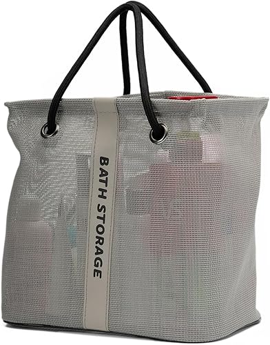 Organizador de ducha para baño, dormitorio universitario, campamento, gimnasio (gris grande), Grande Gris