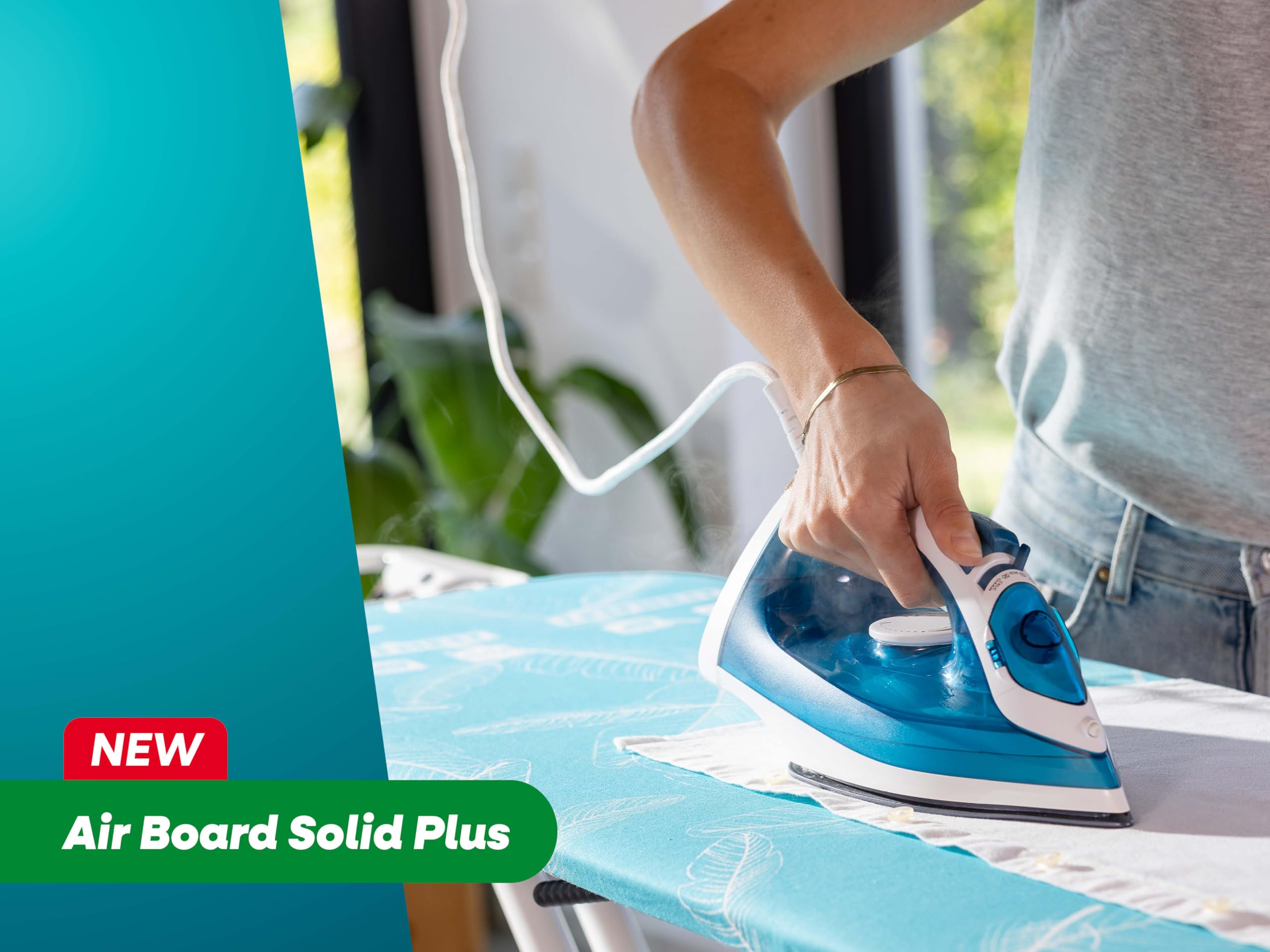 Leifheit Air Board M Solid Plus Bügeltisch 120 x 38 cm höhenverstellbar mit Steckdose und Kabelhalter