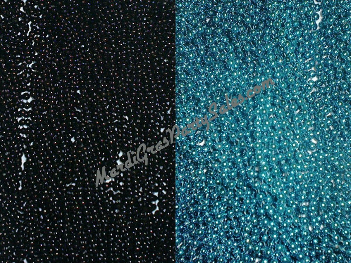48 Mardi Gras Throw Beads Black Turquoise (4 Dozen)