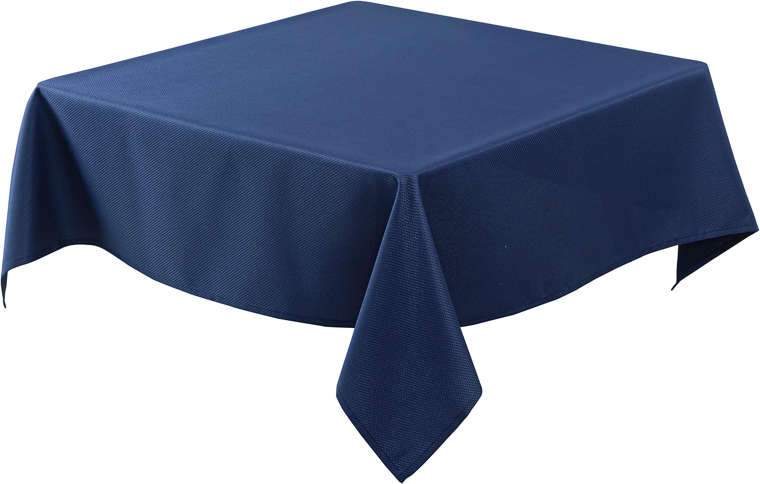 Textured Fabric Square Tablecloths 70x70 Inches, Navy Water Resistant Card Table Cloth Folding Table Cover for Dining, Kitchen, Wedding and Parties etc. Machine Washable