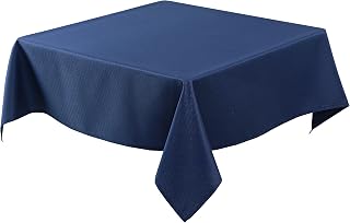 Textured Square Tablecloth-Fabric Spillproof Card Table Cloths-Navy 70x70"