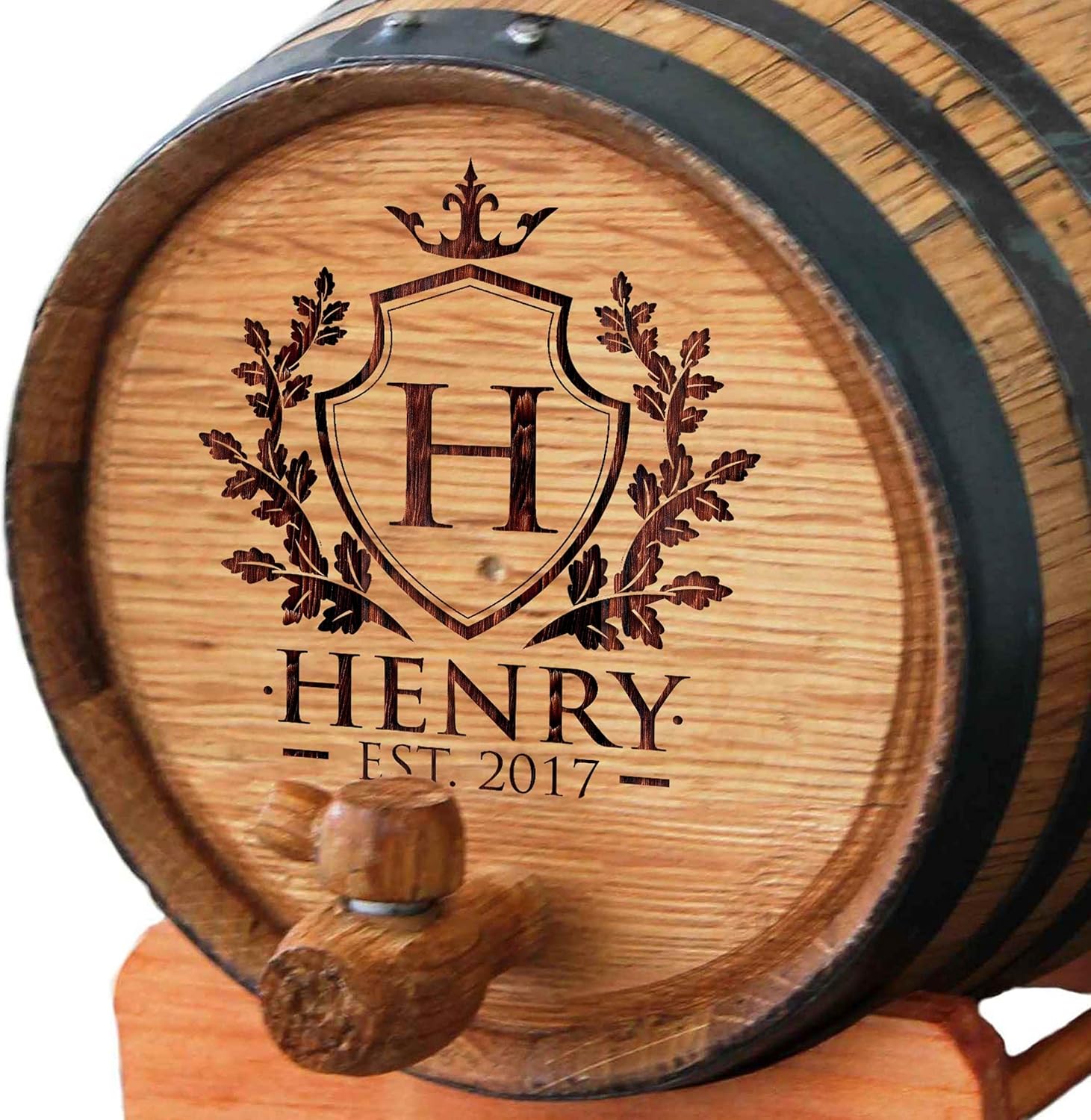My Personal Memories Custom Engraved and Personalized Whiskey Wine Scotch Bourbon Mini Oak Barrel - Complete Aging Kit - MPM Styles (3 Liter)