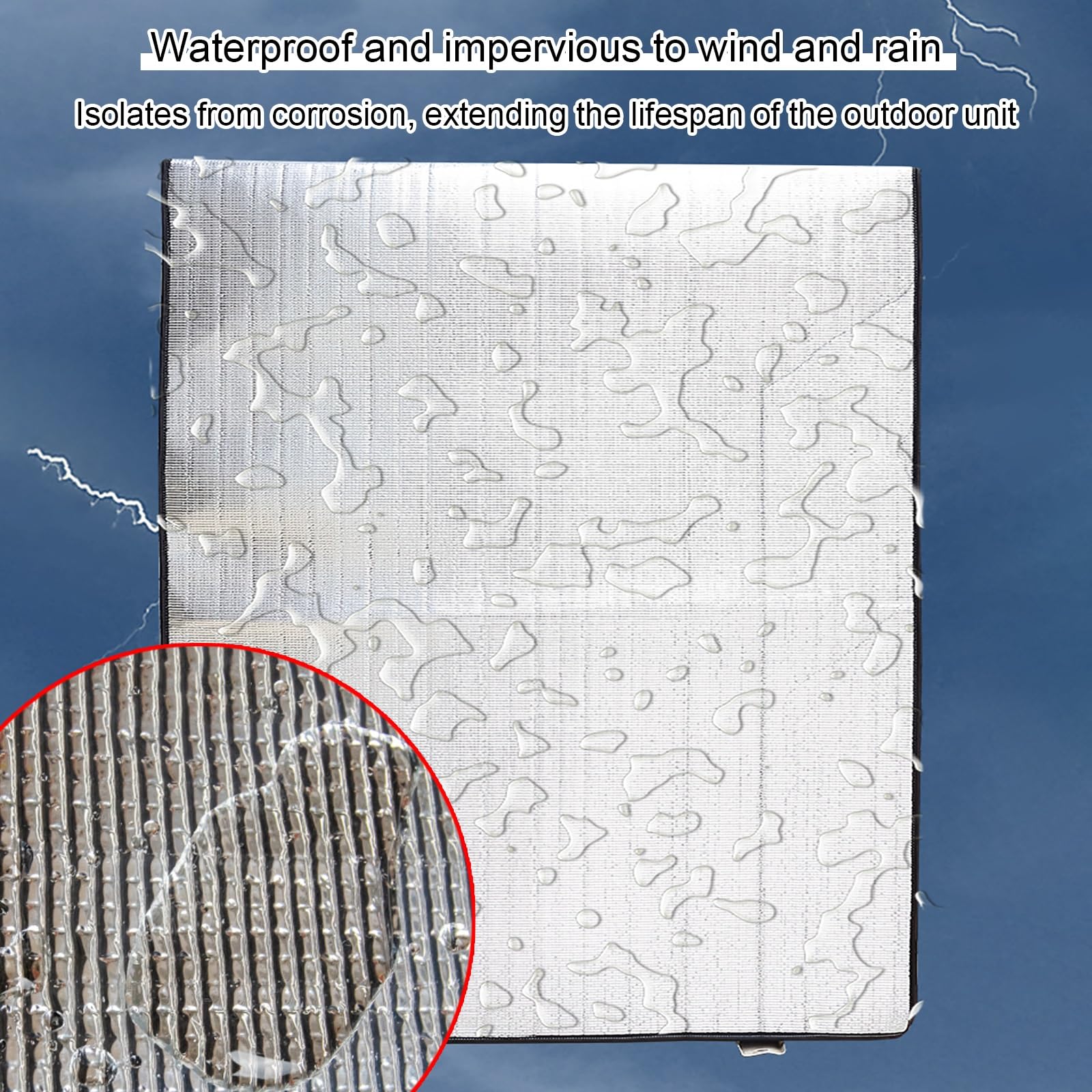 Funda universal de aire acondicionado para unidades exteriores, protector de unidad de CA impermeable y a prueba de polvo, cubierta de bomba de calor para todas las estaciones, color plateado, 36.2 x