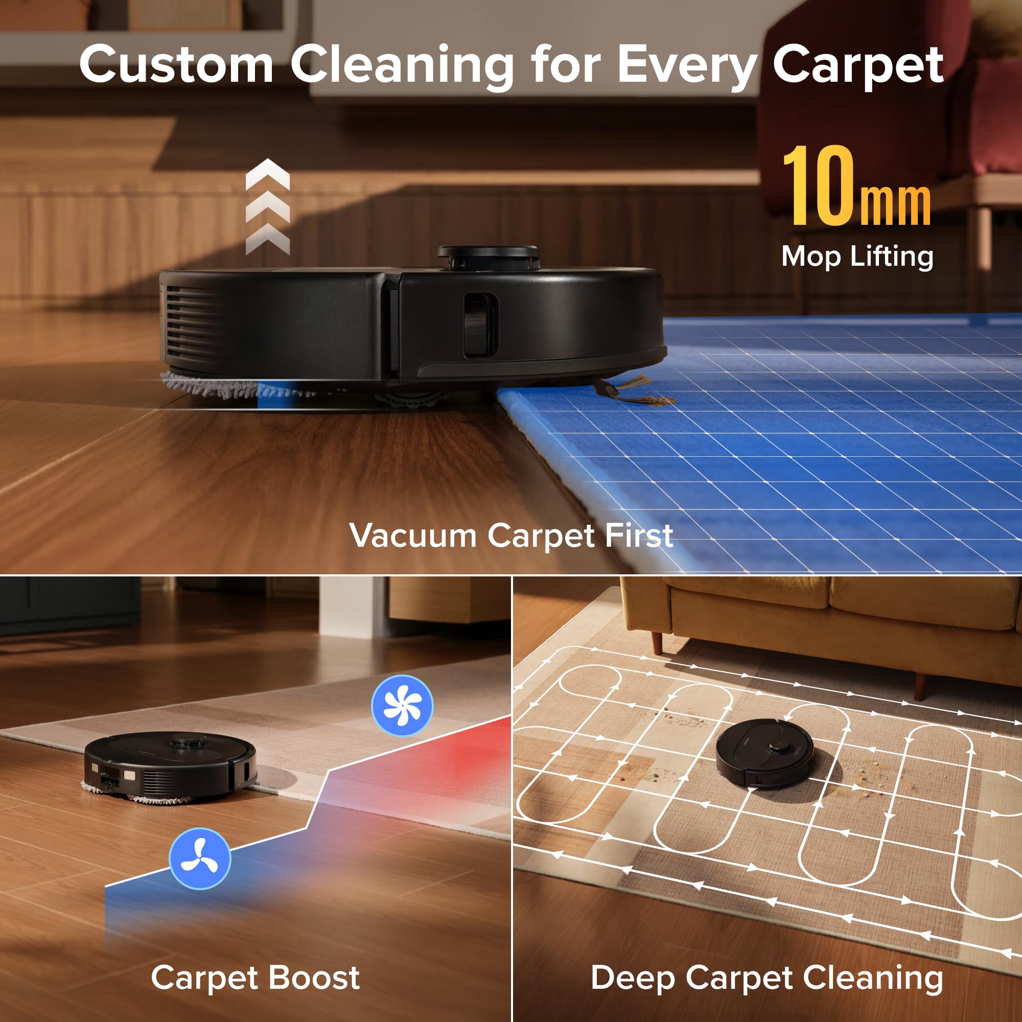 iRobot Roomba 415X Robot Vacuum & Mop Combo, 2.3X Suction, 90 Days Self-Emptying, Multifunction Dock Self-Cleaning & Hot Dry, Smart Obstacle Avoidance, Lifting Spinning Mops, Ideal for Pet Hair product image 21