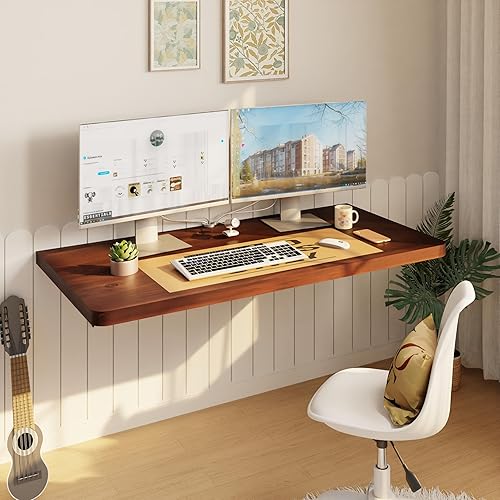 IAE Floating Wall Mounted Folding Table Desk with Pine Wood,36"