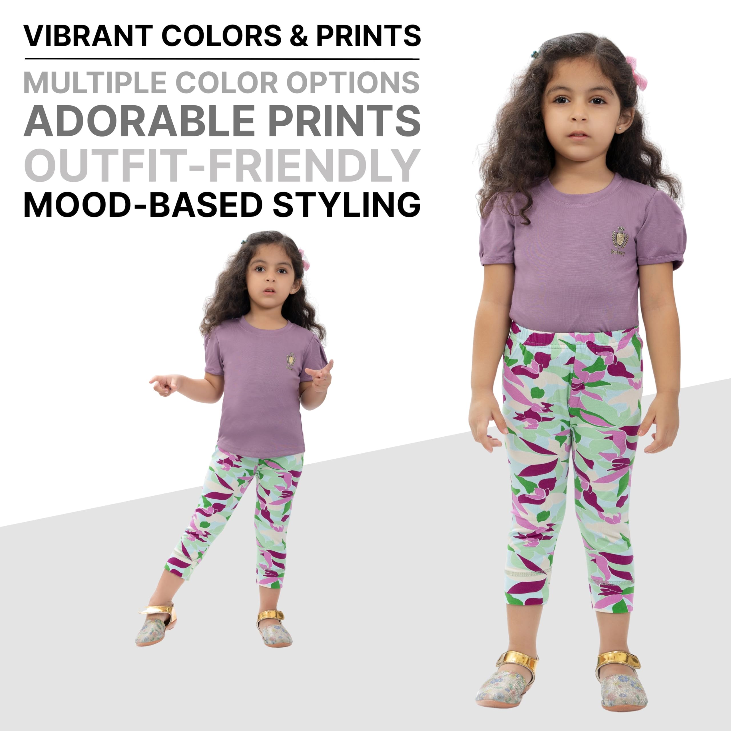 comfycute Pure Cotton Capri for Girls Kids | Stretchable Non-Transparent Soft & Comfortable, Breathable Skin-Friendly, Regular Fit, Bottom Wear for Daily Use - Image 3 thumbnail