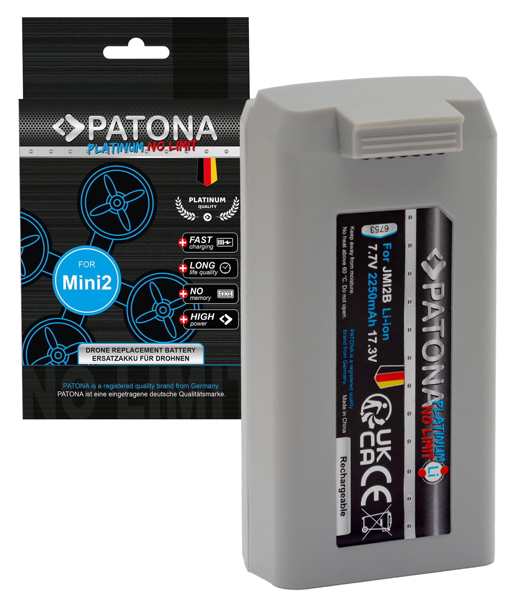 PATONA (6753) - Mini 2 & Mini SE Battery (2250mAh) - Replacement for DJI CP.MA.00000326.02 Battery