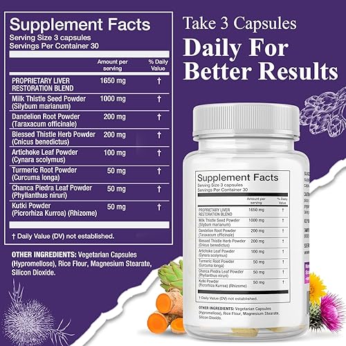 Miniatura 2 de Serene Herbs Fórmula de desintoxicación y reparación de limpieza del hígado, apoyo hepático Pure Health con cardo mariano, alcachofa y raíz de