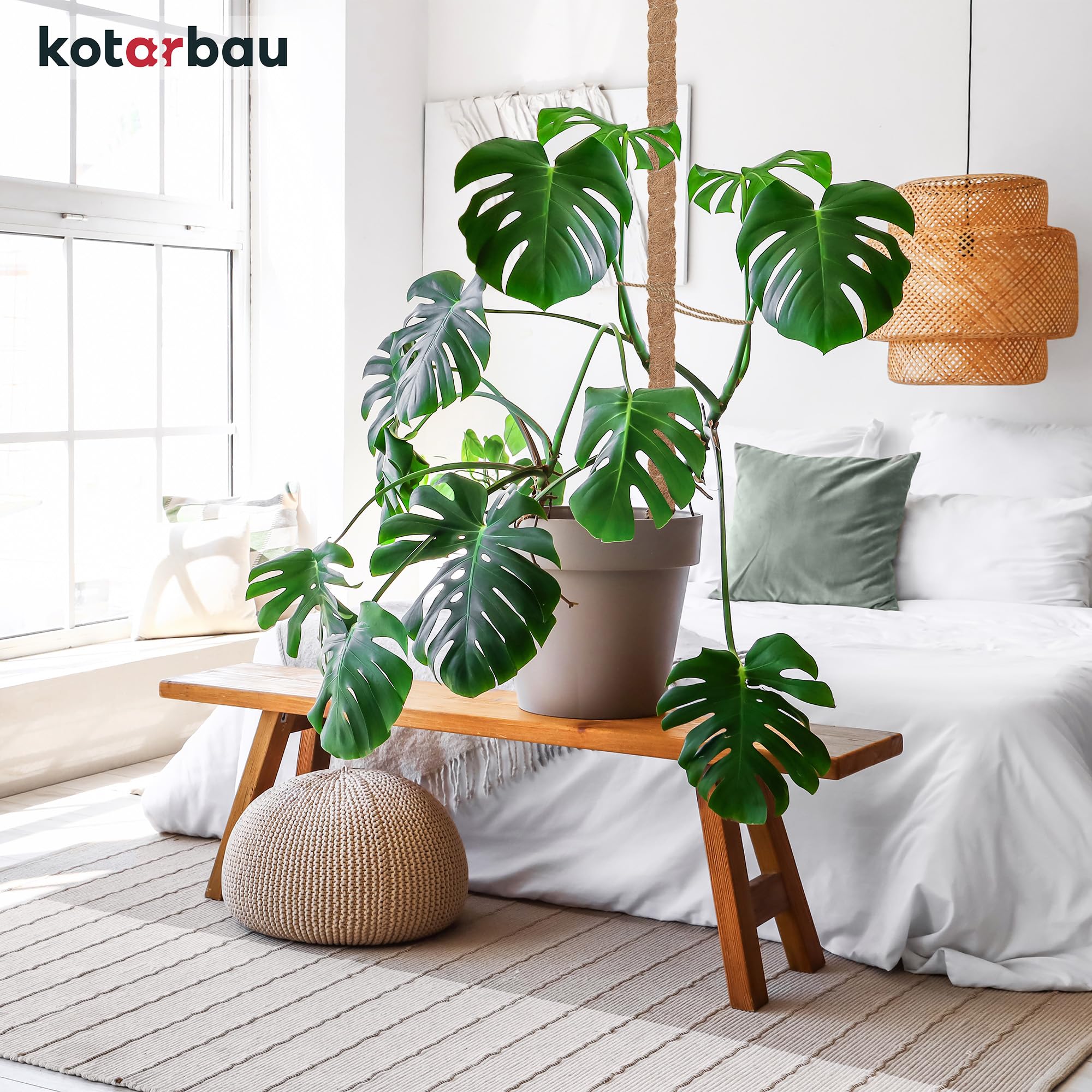 KOTARBAU® 4 uds Tutores para Plantas - Tutor Monstera - Fibra de Coco - ⌀ 3,2 x 180 cm - Marrón - Palos para Sujetar Plantas - Tutor Planta