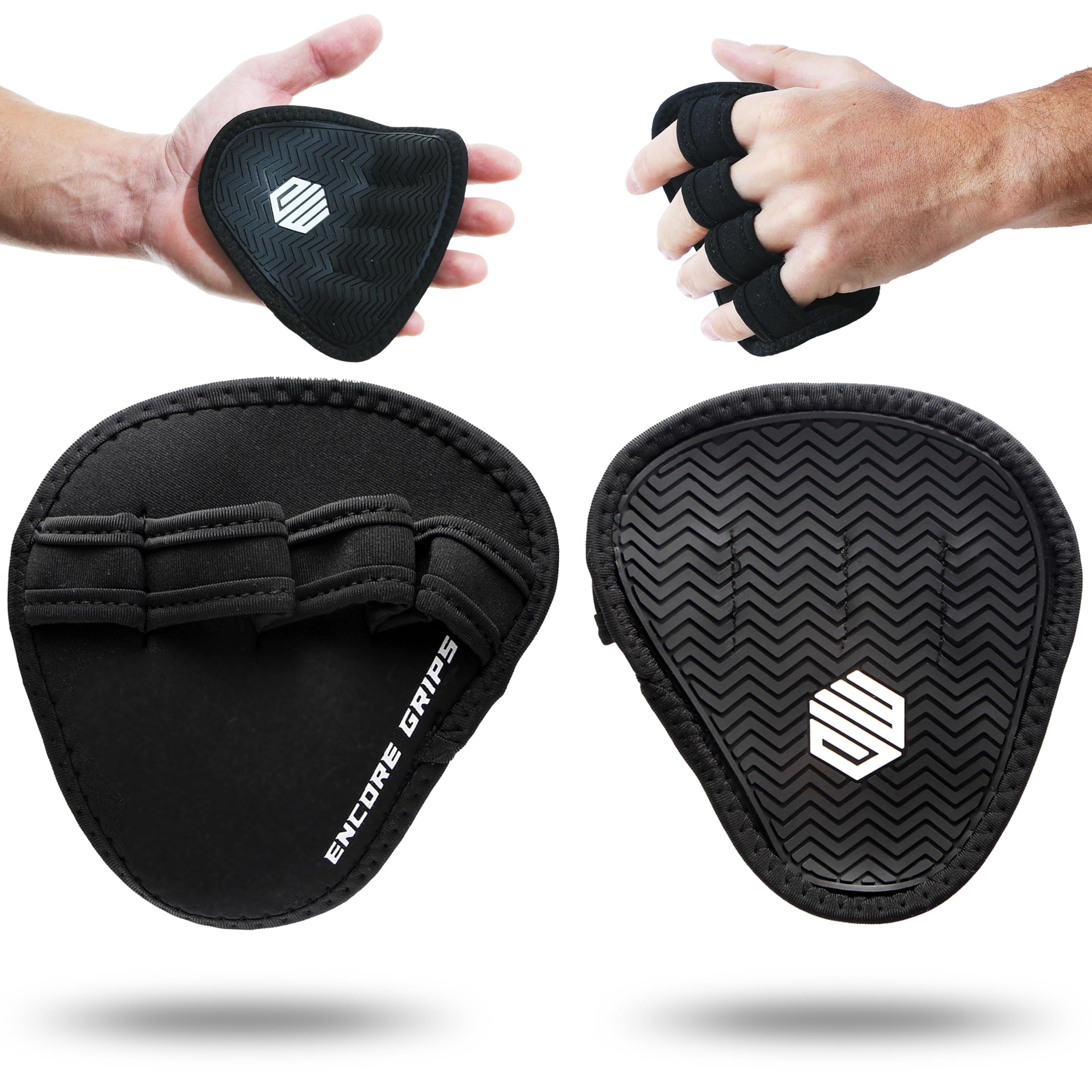 Grip Pads Weight Training - Grip Aids & Grip Pads with Rubber Non-Slip Mat and Neoprene | 1 Pair Non-Slip Hand Protectors for Fitness & Strength Training (Black)-image-47