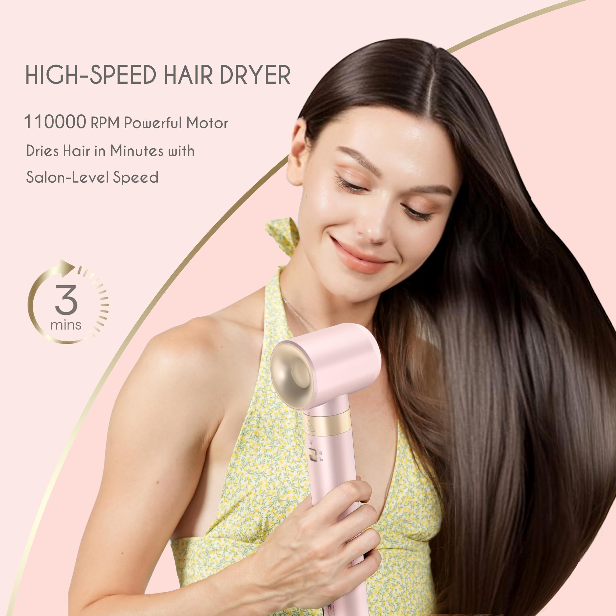 5 in 1 Ionic Hot Air Styler, 1400W Powerful Hair Dryer Brush, Auto-Wrap Curlers, Paddle Brush for Fast Drying, Volumizing with Travel & Storage Bag Compatible with Dyson Airwrap