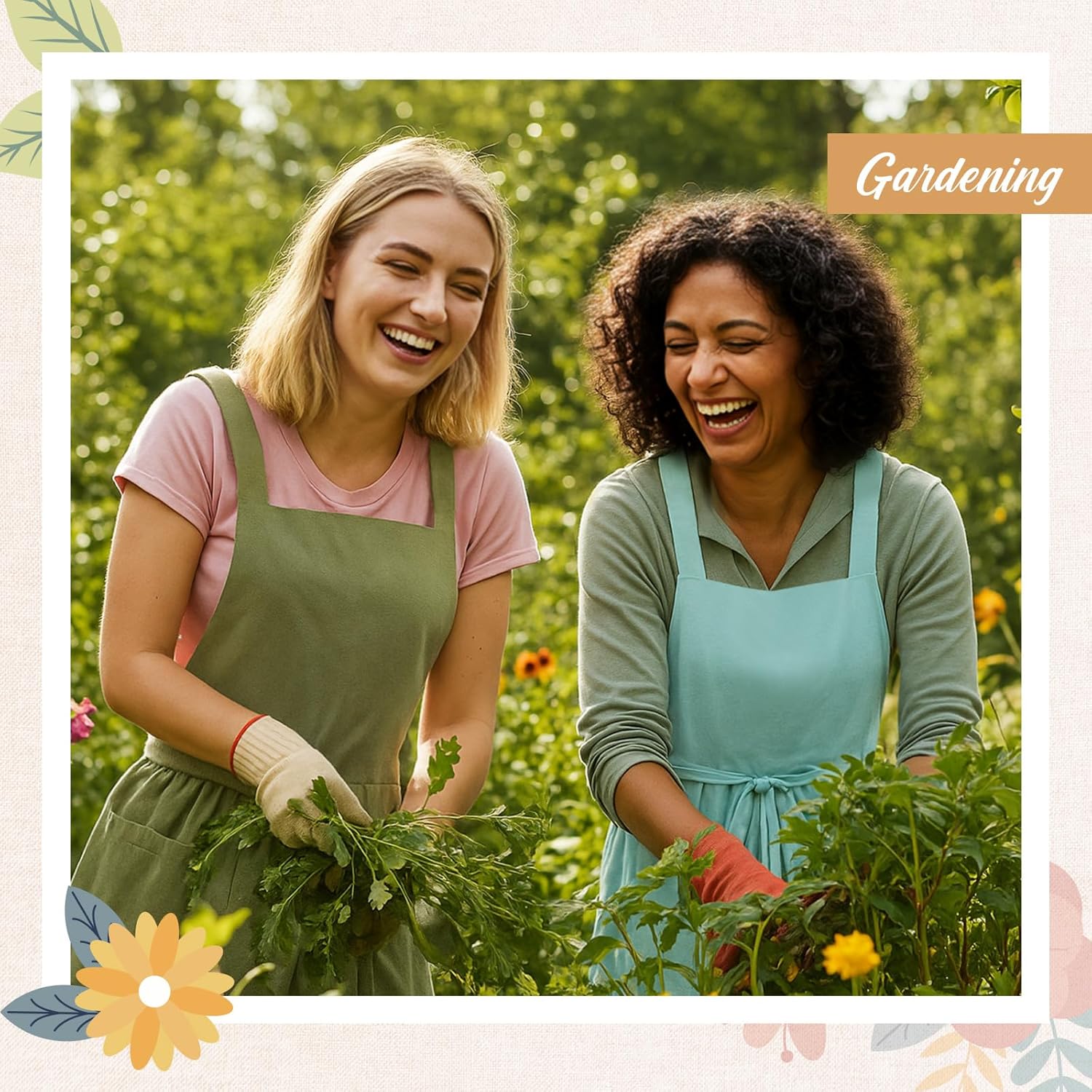 100% Cotton Aprons with Pockets Pinafore Dress for Women Vintage Cute Aprons for Kitchen Baking Gardening Painting - Image 7