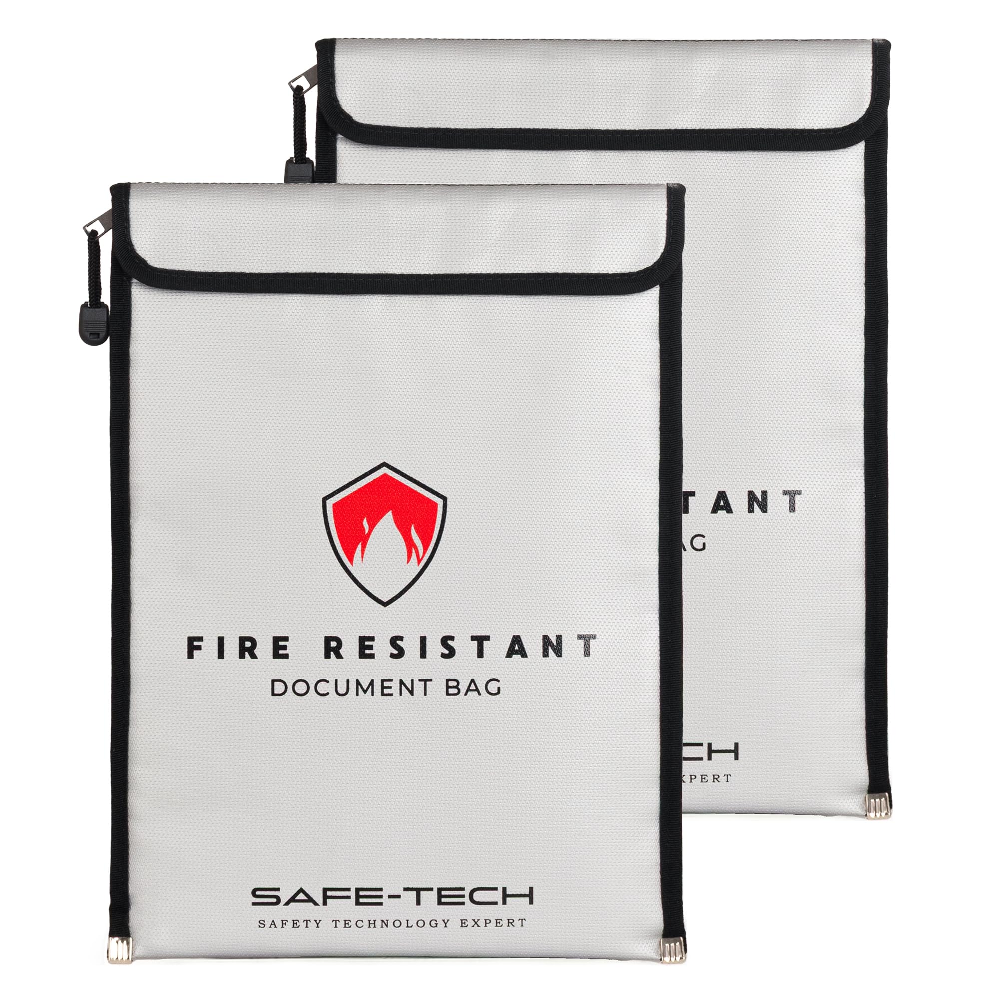 SAFE-TECH 2 Pack Upgraded Fireproof Document Bag, 1300°C Blow Torch Tested Storage for Legal Certificates, A4 Safety Document, NHS Approved Fireproof Holder