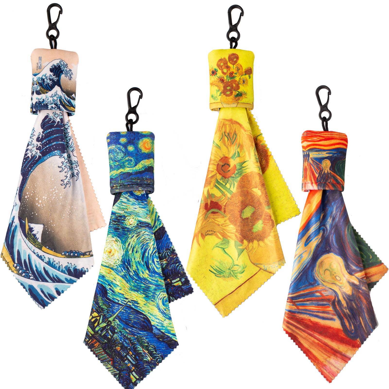 Seabbo - Paño de limpieza de anteojos, microfibra de vidrio para ojos, llavero limpiador para anteojos, pantallas, lentes de cámara, diseño clásico del mundo, impresión de doble cara, 4 piezas - Azul