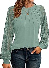 WNEEDU Sweatshirt Women's Pullover Autumn Long Sleeve Tops T-Shirts Elegant Long Sleeve Lace Casual Blouse Spring and Autumn Tops