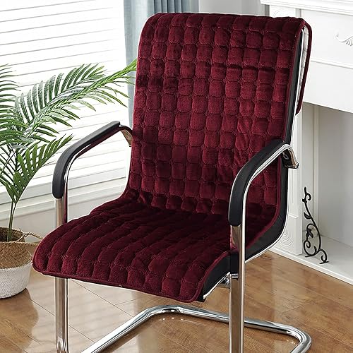 Miniatura 2 de Cómodo cojín de asiento de felpa, almohadillas antideslizantes de una pieza con lazos, cojín de respaldo lavable para silla de juegos para silla de