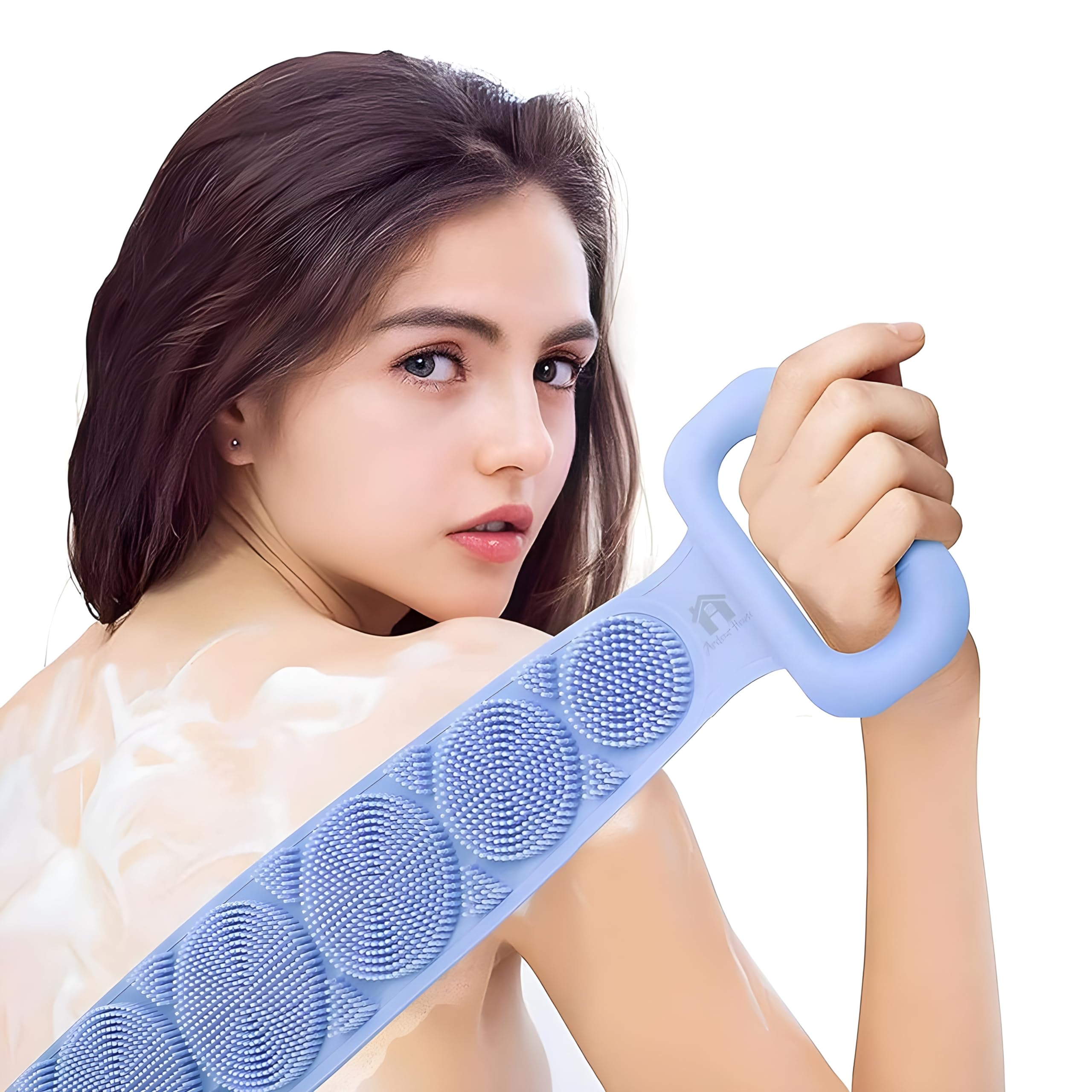 Silicone Back Scrubber Belt – Double-Sided Exfoliating Bath Brush for Men, Women & Kids – Soft Bristles + Massage Side – Long Body Cleaning Strap for Shower, Skin Care & Dead Skin Removal – BPA-Free Silicone (Blue)-image-19