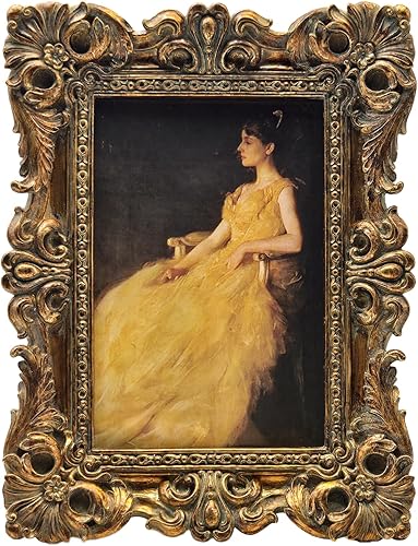 Miniatura 13 de CISOO Marco de fotos vintage de 4 x 6 pulgadas, marco de fotos antiguo y ornamentado en verde y dorado, para exhibición en mesa y pared, diseño