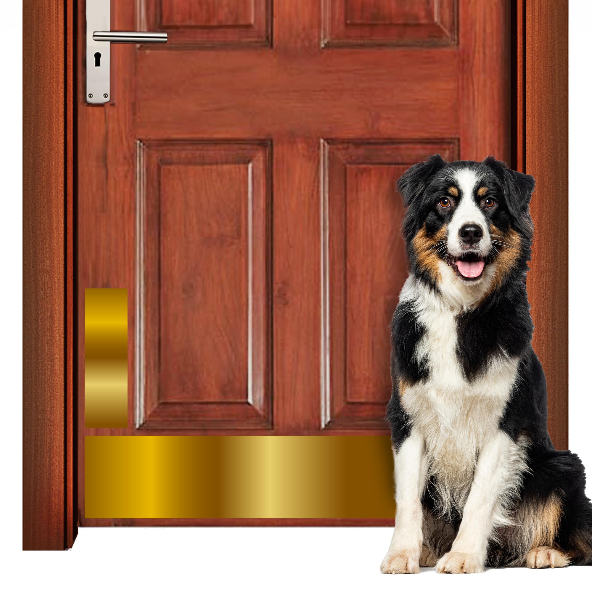 Panther Armor 8x34 Inch Gold Door Kick Plate & 4x12 Inch Door Push Plate Set, 1mm Thick Stainless Steel, Anti-Corrosive Metal Door Protectors for Dog Scratching, Durable Scratch Guards for Doors