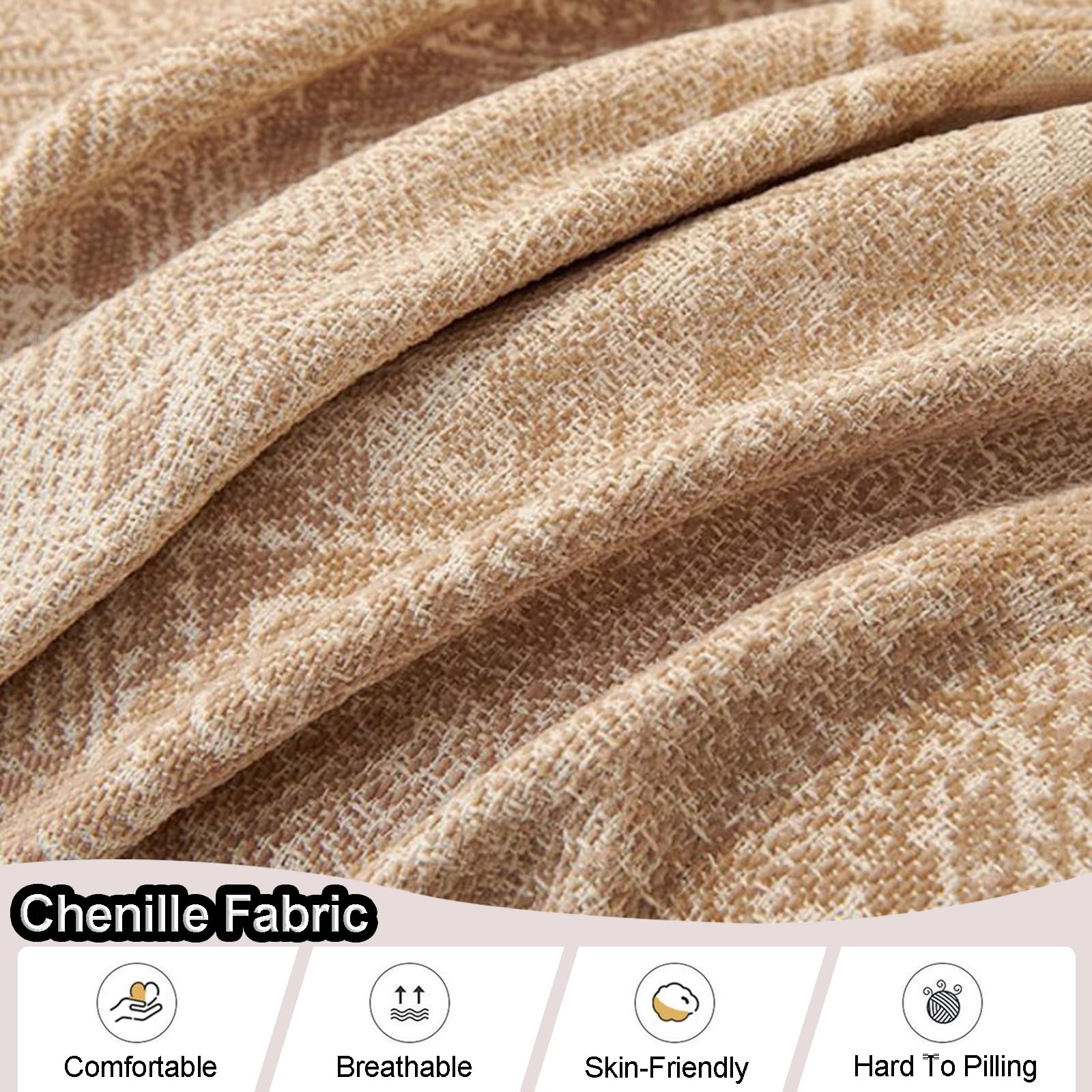 Plaids Jeté De Canapé Vintage Housse De Canapé en Chenille Couverture De Canapé Toutes Saisons pour CanapéS 1 2 3 4 Places Serviette De Canapé d'angle pour Pause DéJeuner(230X260cm,Gray)