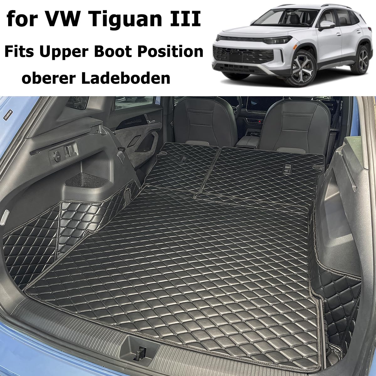 Kofferraumwanne für VW Tiguan III 2024-2026 (Ohne Plug-in-Hybrid) | (oberer Ladeboden) Kofferraummatte Kofferraumabdeckung