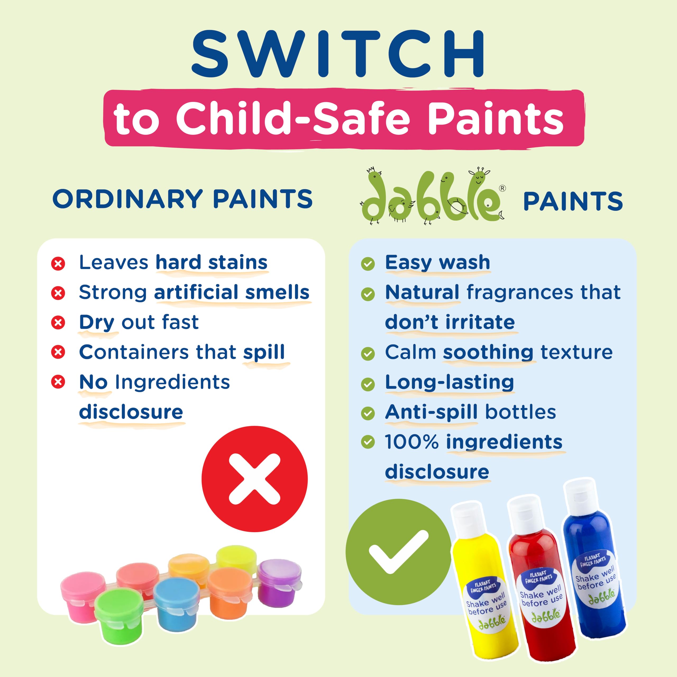 dabble Starter Painting Fun Pack | Non-Toxic Finger Paint for Kids | Safe & Natural Colours for 1.5 Years+ | Washable Finger Paints | Perfect for Ganesha Paintings | Multi-Sensory Paint Set - Image 7 thumbnail