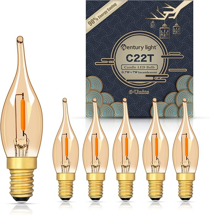 Century Light LED Low Wattage E14 SES Light Bulb, C22TG Vintage