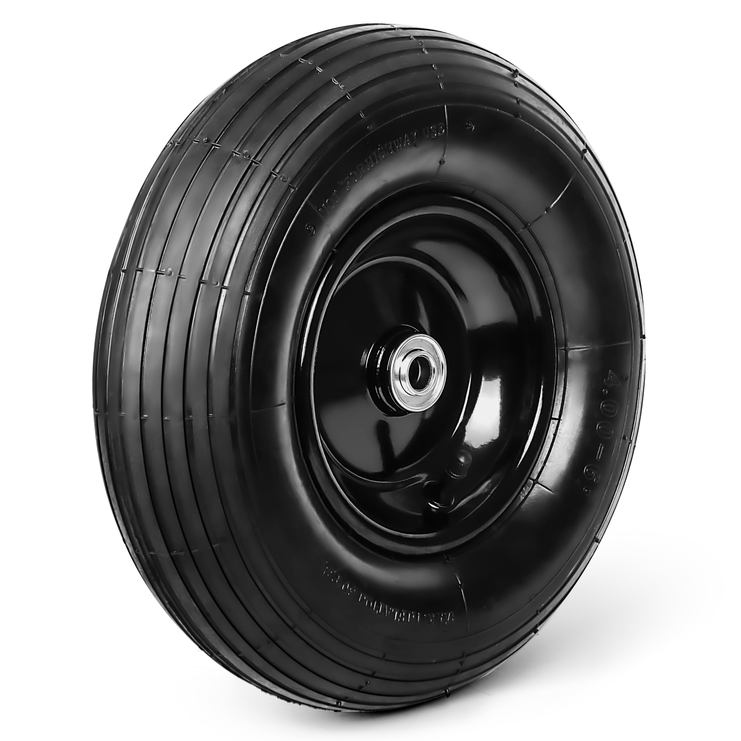 Photo 1 of 13 Inch 1 PC Rubber Pneumatic Replacement Tires and Wheels 4.00-6 with 5/8'' Axle Bore Hole, Inflated Air Wheel for Wheelbarrow/Wagon/Hand Truck/Trolley/Garden Scooter etc.