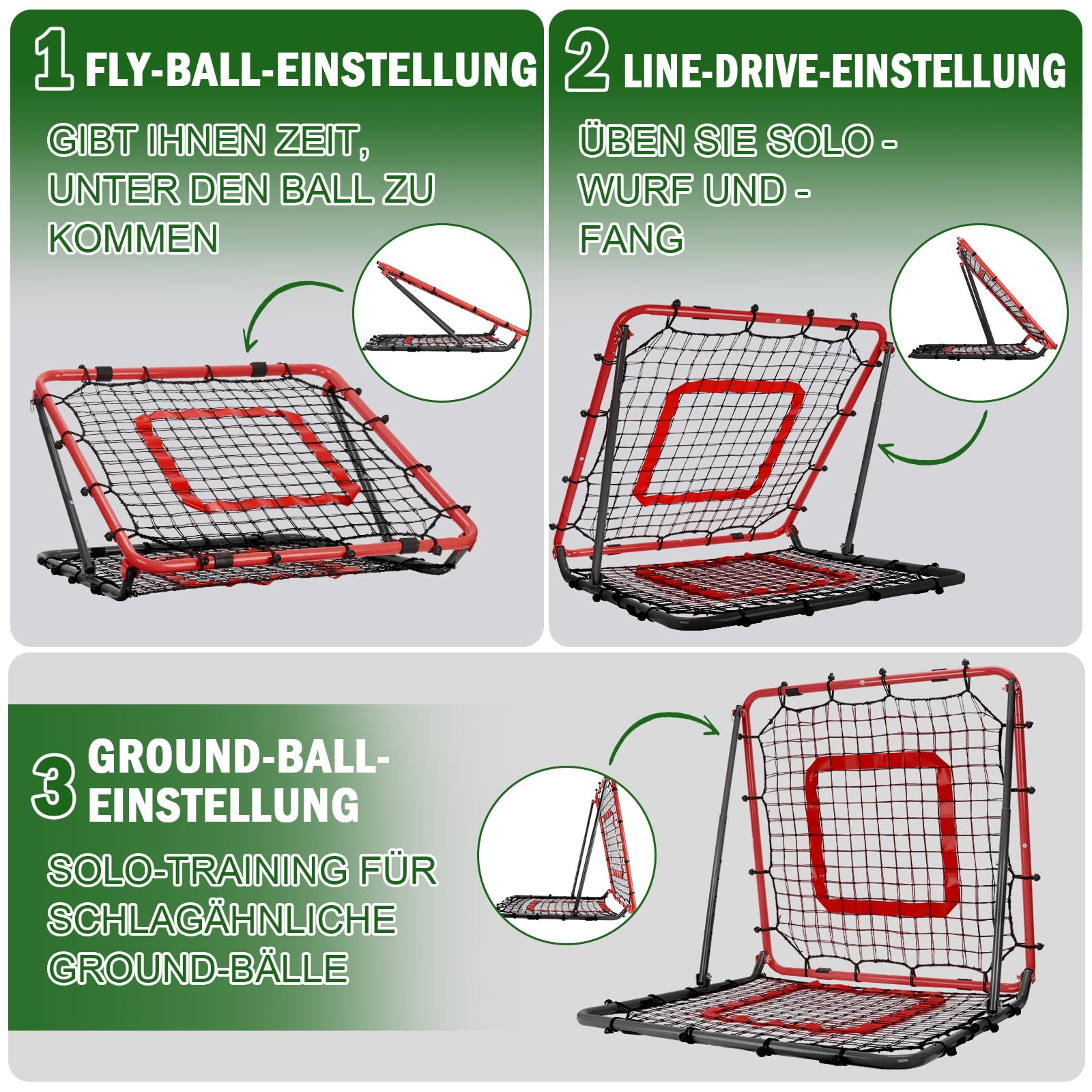 Rebounder für Fußball 85x85cm, Fußball Rebounder, Verstellbar mit 8 Winkeln, Doppellagiges Netz, Geeignet für das Ausübung Verschiedener Ballsportarten, Ideal für Teenager & Erwachsene