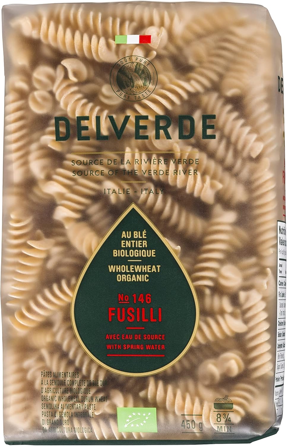 Delverde Pasta, Organic Whole Wheat Fusilli, Authentic & Traditional
